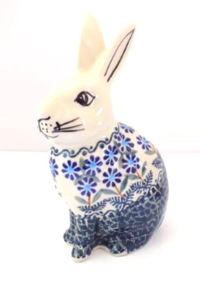 95-D19 Polish Pottery Stoneware POLAND Bunny Figure CUTE~ Easter 