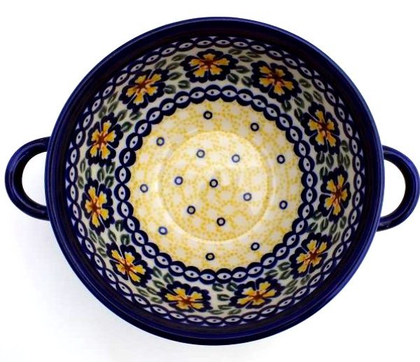 Soup Bowl with Handles 6" Unikat Color Palette Polish Pottery