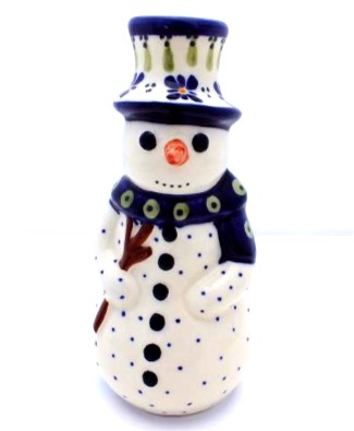 Polish Pottery Zaklady Snowman Candle holder
