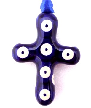 Polish Pottery Cross Ornament MF
