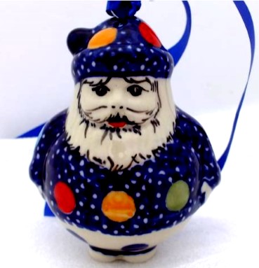 Polish Pottery Santa Ornament MF