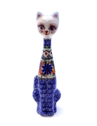 Polish Pottery Cat Figurine