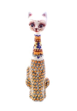 Polish Pottery Cat Figurine
