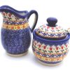 Polish Pottery Sugar Bowl and creamer jug