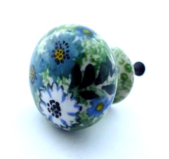 Bleeding Heart Peacock Theme Polish Pottery Drawer Pull knob Made by Ceramika Artystyczna Certificate of Authenticity 