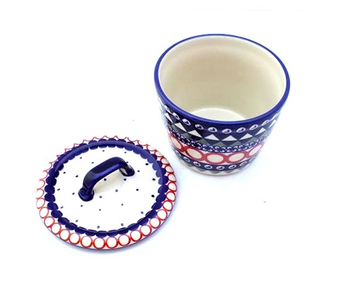 2 Cup Container with Lid Unikat - Color Palette Polish Pottery